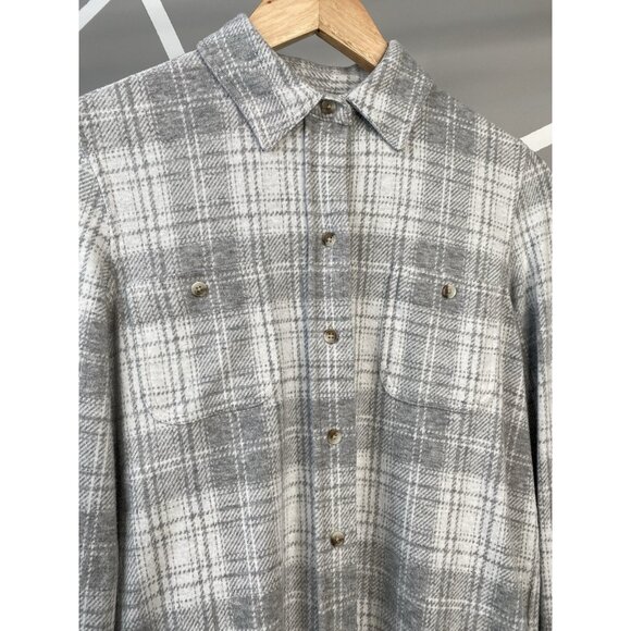 Faherty Legend Sweater Shirt Light Gray Plaid Womens XS Flannel Winter Clouds - Picture 3 of 16